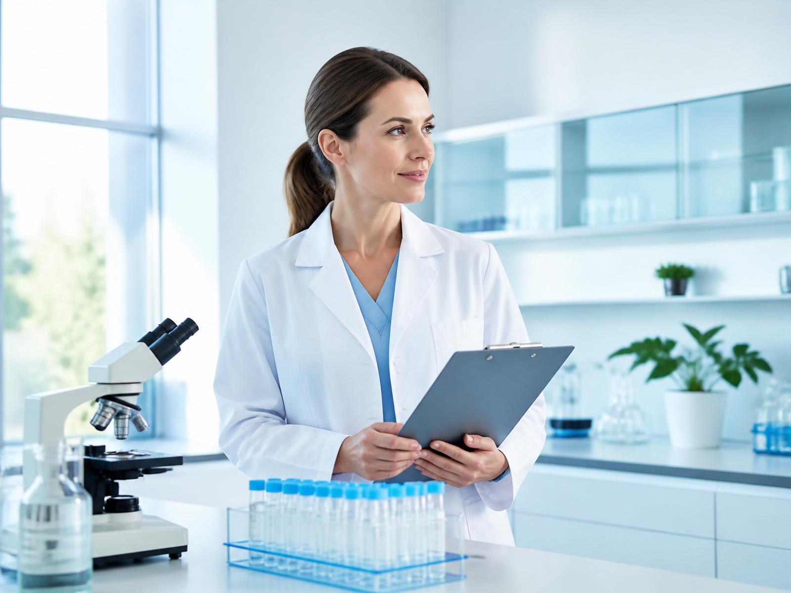 Blood test vials in a clean modern laboratory